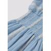 imageCHICWISH Women Embroidery V Neck Maxi Dress Short Sleeve High Elastic Waist Casual Blue Summer Cotton Long DressesBlue