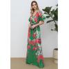 imageCHICWISH Women Floral Printed Maxi Dress Flutter Sleeve V Neck Summer Dresses Elastic Waist Green Wrap Long Dress with BeltGreen