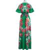 imageCHICWISH Women Floral Printed Maxi Dress Flutter Sleeve V Neck Summer Dresses Elastic Waist Green Wrap Long Dress with BeltGreen