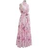 imageCHICWISH Women Halter Neck Maxi Dress Floral Print Sleeveless Flowy Summer Garden Party Long Dresses with Belt MintPink