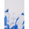 imageCHICWISH Women Long Sleeves Chiffon Maxi Dress VNeck Leaf Printed Casual Spring Summer High Waist Blue Long DressBlue