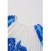 imageCHICWISH Women Pleated Long Sleeve Maxi Dress Watercolor Floral Print Crewneck Casual Flowy Summer Long Dresses with BeltBlue