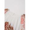 imageCHICWISH Women Pleated Long Sleeve Maxi Dress Watercolor Floral Print Crewneck Casual Flowy Summer Long Dresses with BeltCoral