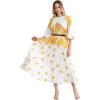 imageCHICWISH Women Pleated Long Sleeve Maxi Dress Watercolor Floral Print Crewneck Casual Flowy Summer Long Dresses with BeltYellow