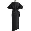 imageCHICWISH Women Satin Short Sleeve Maxi Dress Elegant Boat Neck Cocktail Evening Party Wrap Long DressBlack