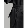 imageCHICWISH Women Satin Short Sleeve Maxi Dress Elegant Boat Neck Cocktail Evening Party Wrap Long DressBlack