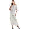 imageCHICWISH Women Satin Short Sleeve Maxi Dress Elegant Boat Neck Cocktail Evening Party Wrap Long DressIvory