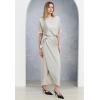 imageCHICWISH Women Satin Short Sleeve Maxi Dress Elegant Boat Neck Cocktail Evening Party Wrap Long DressIvory