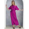imageCHICWISH Women Satin Short Sleeve Maxi Dress Elegant Boat Neck Cocktail Evening Party Wrap Long DressMagenta