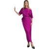 imageCHICWISH Women Satin Short Sleeve Maxi Dress Elegant Boat Neck Cocktail Evening Party Wrap Long DressMagenta