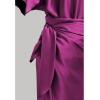 imageCHICWISH Women Satin Short Sleeve Maxi Dress Elegant Boat Neck Cocktail Evening Party Wrap Long DressMagenta