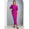 imageCHICWISH Women Satin Short Sleeve Maxi Dress Elegant Boat Neck Cocktail Evening Party Wrap Long DressMagenta