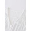 imageCHICWISH Women Summer Eyelet Embroidery Cotton Dress V Neck Cap Sleeve Ruffle Hem Elegant Button Down Long DressWhite