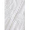 imageCHICWISH Women Summer Eyelet Embroidery Cotton Dress V Neck Cap Sleeve Ruffle Hem Elegant Button Down Long DressWhite