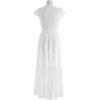 imageCHICWISH Women Summer Eyelet Embroidery Cotton Dress V Neck Cap Sleeve Ruffle Hem Elegant Button Down Long DressWhite
