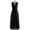imageCHICWISH Women V Neck Sleeveless Midi Long Dress Casual Button Beach Summer Vacation Linen Midi Dress with Side PocketsBlack