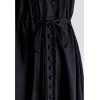 imageCHICWISH Women V Neck Sleeveless Midi Long Dress Casual Button Beach Summer Vacation Linen Midi Dress with Side PocketsBlack