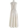 imageCHICWISH Women V Neck Sleeveless Midi Long Dress Casual Button Beach Summer Vacation Linen Midi Dress with Side PocketsLinen