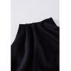 imageCHICWISH Womens ApricotDark GreenBurgundyBlackPistachioTeal Asymmetric Ruched Neckline Sleeveless DressHigh Neckblack
