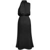imageCHICWISH Womens ApricotDark GreenBurgundyBlackPistachioTeal Asymmetric Ruched Neckline Sleeveless DressHigh Neckblack