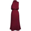 imageCHICWISH Womens ApricotDark GreenBurgundyBlackPistachioTeal Asymmetric Ruched Neckline Sleeveless DressHigh Neckburgundy