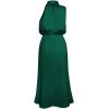 imageCHICWISH Womens ApricotDark GreenBurgundyBlackPistachioTeal Asymmetric Ruched Neckline Sleeveless DressHigh Neckdark Green