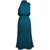 imageCHICWISH Womens ApricotDark GreenBurgundyBlackPistachioTeal Asymmetric Ruched Neckline Sleeveless DressHigh Neckteal