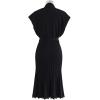 imageCHICWISH Womens Black Bowknot Pleated Sleeveless Wrapped Knit Midi DressBlack