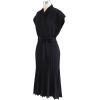 imageCHICWISH Womens Black Bowknot Pleated Sleeveless Wrapped Knit Midi DressBlack