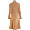 imageCHICWISH Womens CreamApricotBlackTealMint Mock Neck Pleated Knit Twinset DressApricot