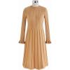 imageCHICWISH Womens CreamApricotBlackTealMint Mock Neck Pleated Knit Twinset DressApricot
