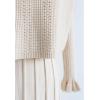 imageCHICWISH Womens CreamApricotBlackTealMint Mock Neck Pleated Knit Twinset DressCream