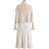 imageCHICWISH Womens CreamApricotBlackTealMint Mock Neck Pleated Knit Twinset DressCream