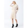 imageCHICWISH Womens CreamApricotBlackTealMint Mock Neck Pleated Knit Twinset DressCream