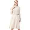 imageCHICWISH Womens CreamApricotBlackTealMint Mock Neck Pleated Knit Twinset DressCream