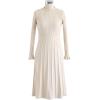 imageCHICWISH Womens CreamApricotBlackTealMint Mock Neck Pleated Knit Twinset DressCream