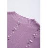 imageCHICWISH Womens CreamApricotBlackTealMint Mock Neck Pleated Knit Twinset DressPurplepearls Trimmed