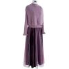 imageCHICWISH Womens CreamApricotBlackTealMint Mock Neck Pleated Knit Twinset DressPurplepearls Trimmed