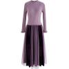 imageCHICWISH Womens CreamApricotBlackTealMint Mock Neck Pleated Knit Twinset DressPurplepearls Trimmed