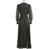 imageCHICWISH Womens LilacYellowDark GreenTan Full Pleated Belted Maxi DressDark Green