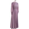imageCHICWISH Womens LilacYellowDark GreenTan Full Pleated Belted Maxi DressLilac