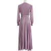 imageCHICWISH Womens LilacYellowDark GreenTan Full Pleated Belted Maxi DressLilac