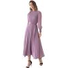 imageCHICWISH Womens LilacYellowDark GreenTan Full Pleated Belted Maxi DressLilac