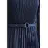 imageCHICWISH Womens LilacYellowDark GreenTan Full Pleated Belted Maxi DressNavy