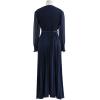 imageCHICWISH Womens LilacYellowDark GreenTan Full Pleated Belted Maxi DressNavy