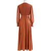imageCHICWISH Womens LilacYellowDark GreenTan Full Pleated Belted Maxi DressPumpkin