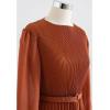 imageCHICWISH Womens LilacYellowDark GreenTan Full Pleated Belted Maxi DressPumpkin