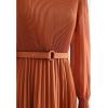 imageCHICWISH Womens LilacYellowDark GreenTan Full Pleated Belted Maxi DressPumpkin