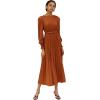 imageCHICWISH Womens LilacYellowDark GreenTan Full Pleated Belted Maxi DressPumpkin