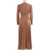 imageCHICWISH Womens LilacYellowDark GreenTan Full Pleated Belted Maxi DressTan